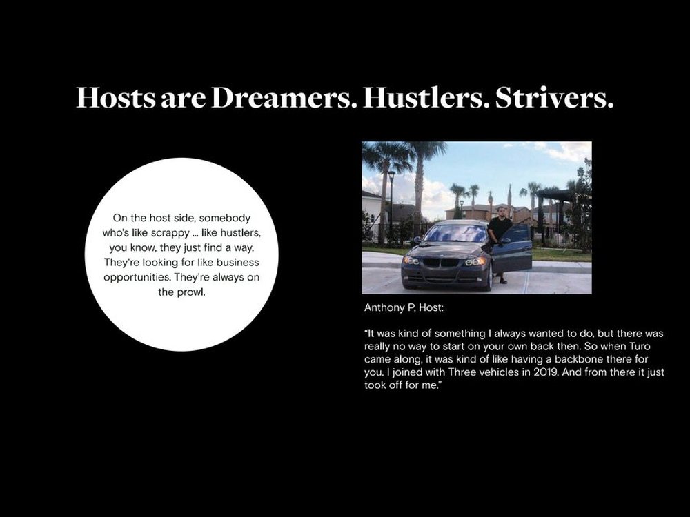 Audience slide: Hosts are Dreamers. Hustlers. Strivers.